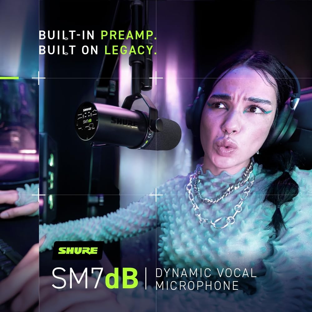 Amazon.com: Shure SM7dB Dynamic Vocal Mic with Preamp for