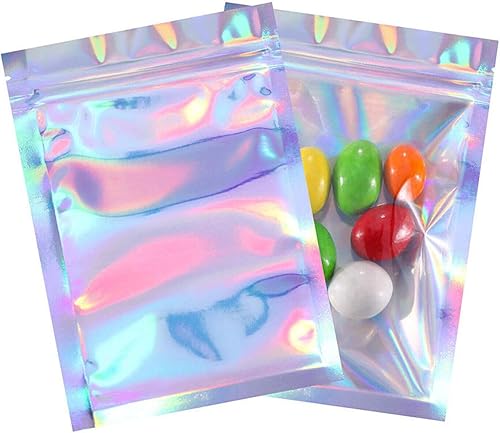 Miniatura 6 de 100 bolsas holográficas resellables de Mylar – 4 x 6 pulgadas, a prueba de olores, bolsas de caramelo de aluminio para recuerdos de fiesta,