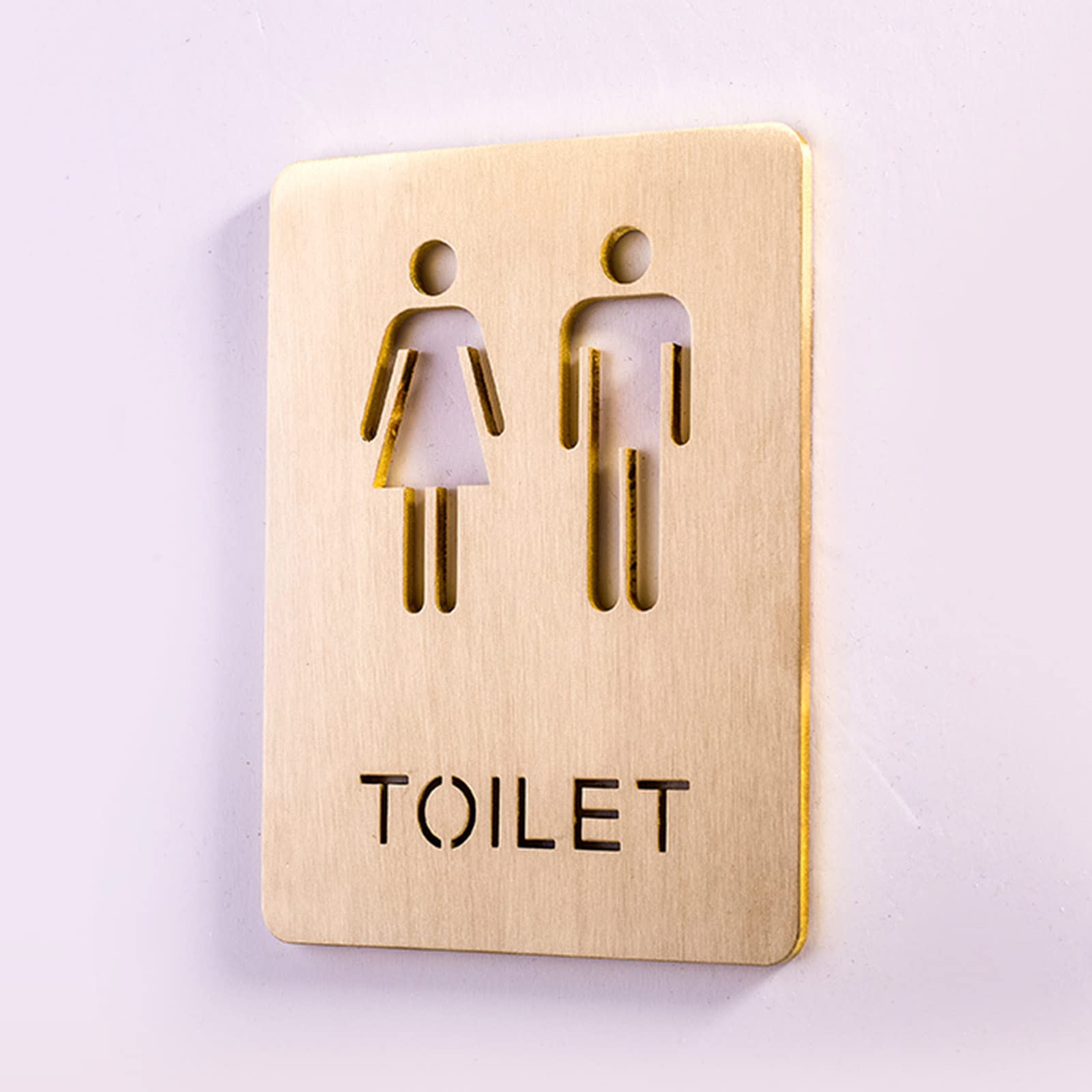 VNVFJKLO restroom sign, Brass Toilet Door Signs, Men's and Women's Bathroom Sign, Sign/Placard, for Business Home Office and Restaurants(B)