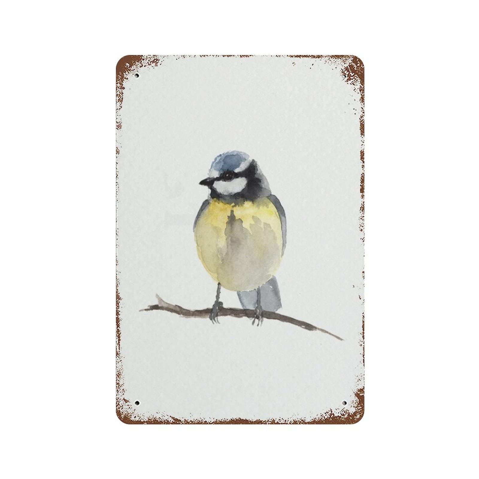 Pibonto Women's Wall Art Tit Bird Blue Garden Bird Vintage Metal Plaque Sign Retro Poster Vintage Metal Tin Signs For Men Garden Wall Decor For Home Bathroom Man Cave Cafe Garage Wall Sign 8X5.5 Inch