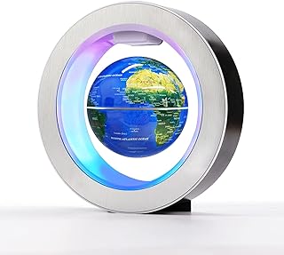 Magnetic Levitation Floating Globe - Levitating O Shape Globe with LED Lights for Educational Home Office Desk Decor - Birthday Holiday Party Christmas Gift (4Inches Globe）