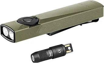 OLIGHT Arkfeld Ultra Cool White 1400 Lumens Flat Flashlight Bundle with IMINI 2 EDC Rechargeable Keychain Flash Light