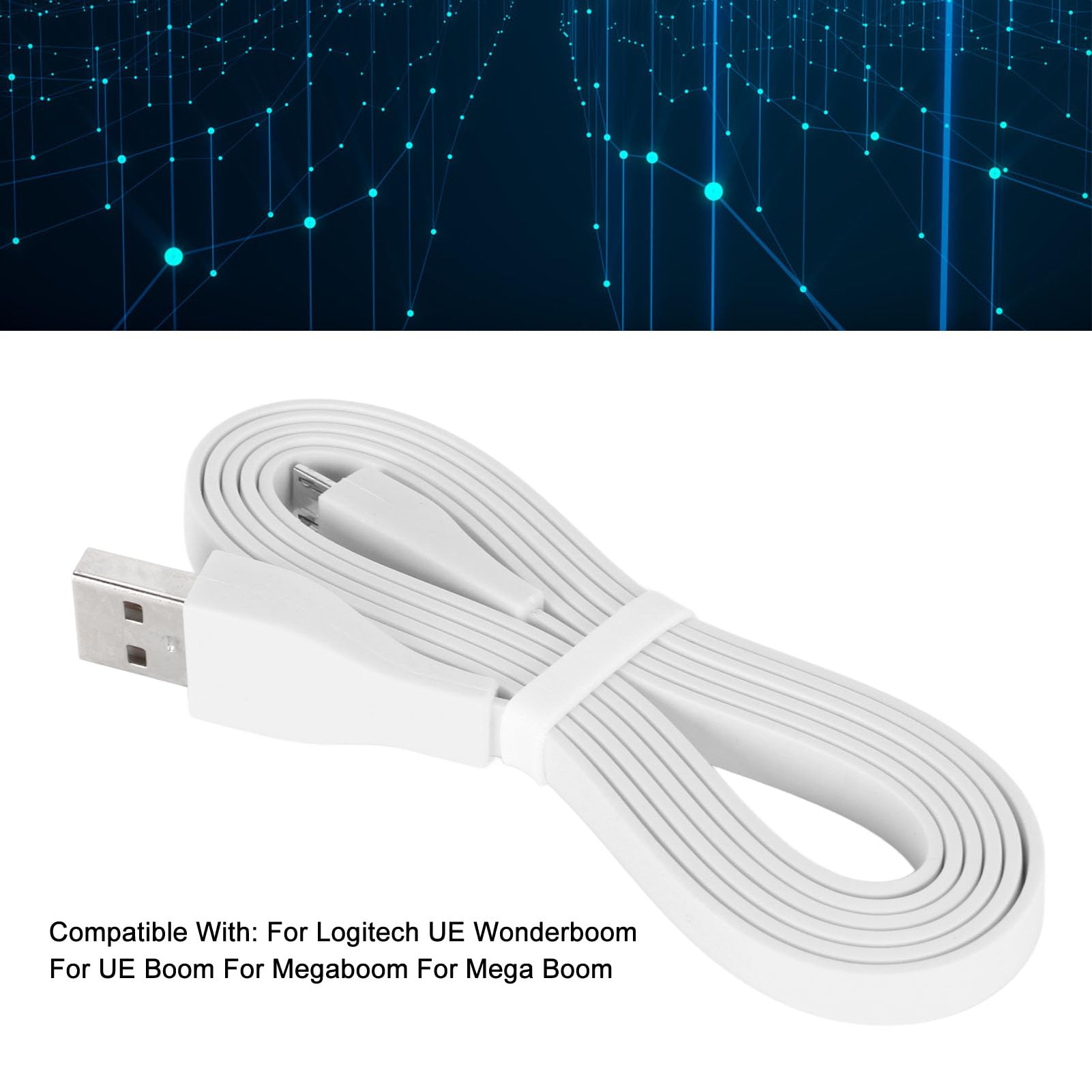 Kabel do ładowania USB Kompatybilny z UE, Boom, Megaboom, Mega Boom 3,9 Stopy, USB A do Micro USB, do ładowania Głośników (WHITE)