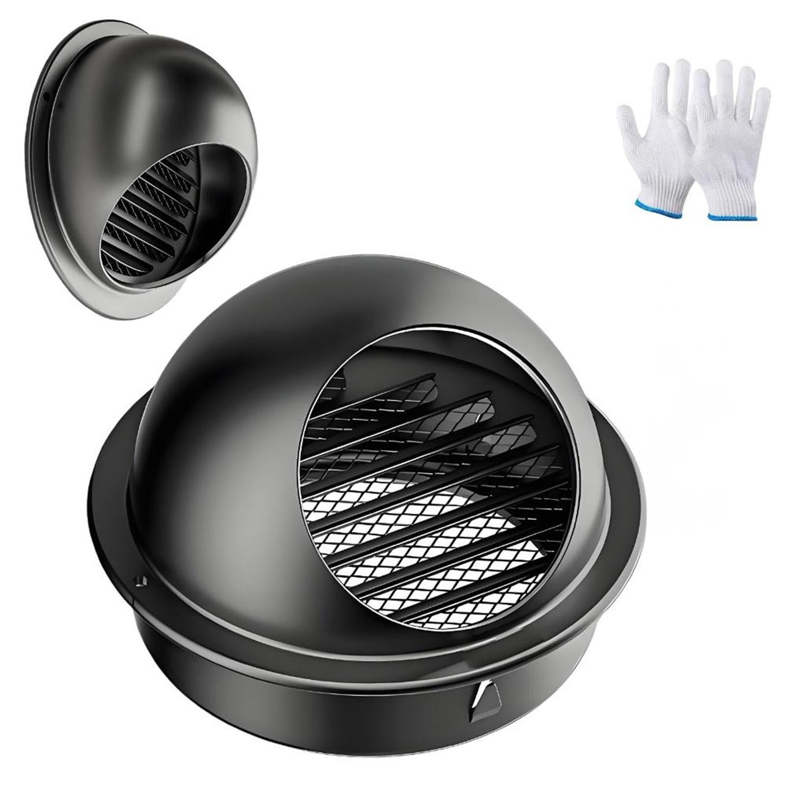 AMZBNEIDI Extractor Vent Cover Grille, Round Mesh Soffit Dryer Exhaust Vent 70-200mm Beige Black(Black,7.9in/200mm)