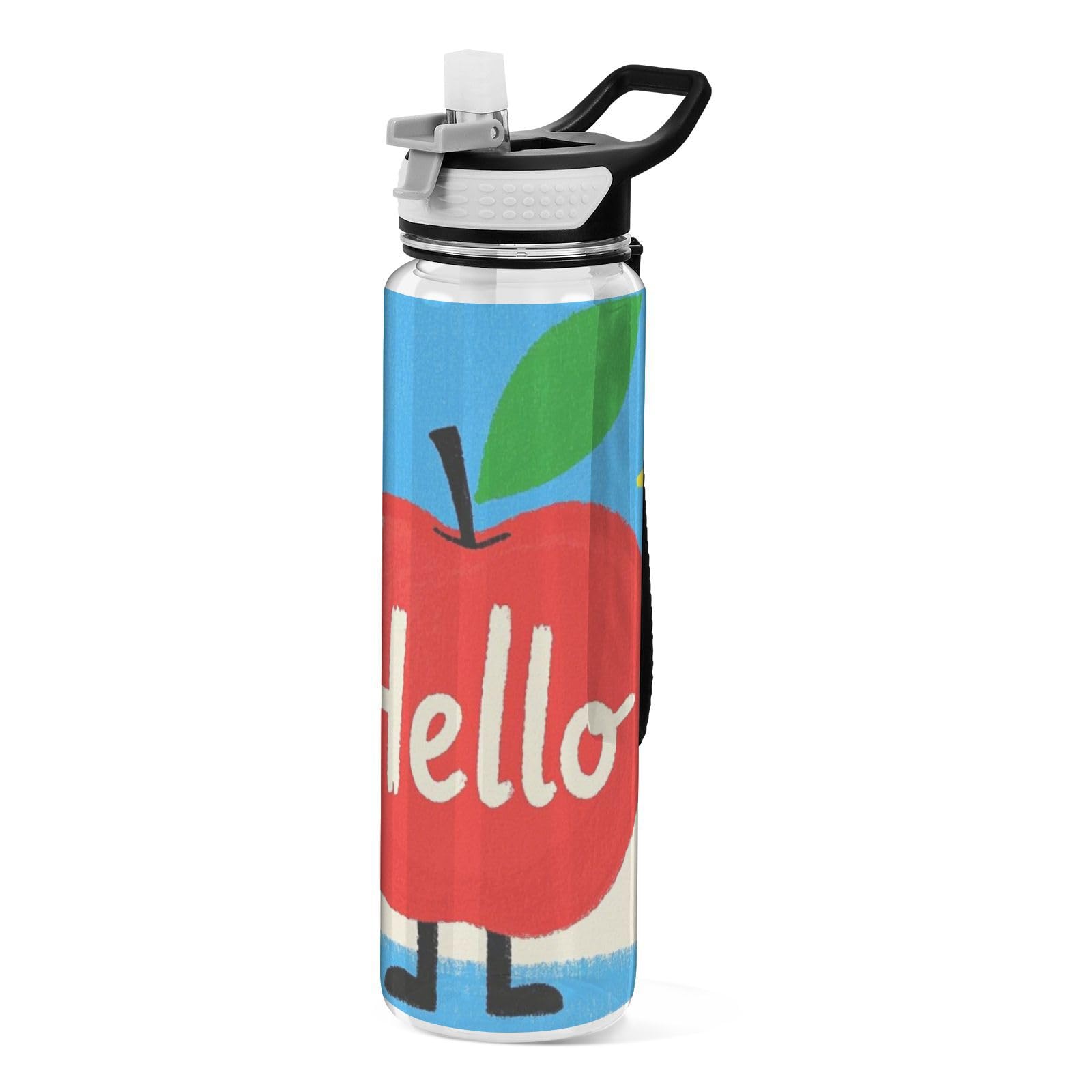 Gourde en Tritan avec paille Hello Cartoon lavable et non toxique