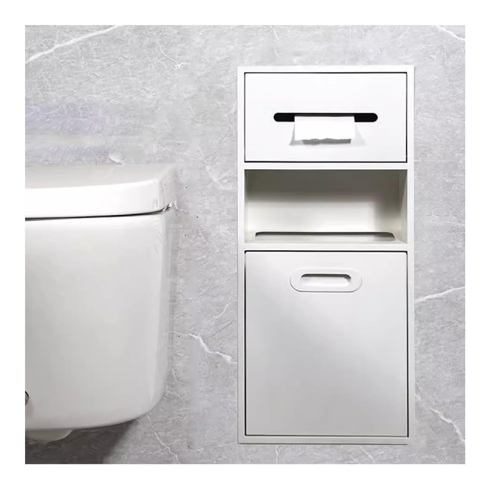 Étagère murale étanche en acier pour flacon shampooing et WC blanc
