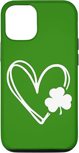 Funda para iPhone 1212 Pro para niños y niñas, diseño de corazón, día de San Patricio, trébol, irlandés para bebés