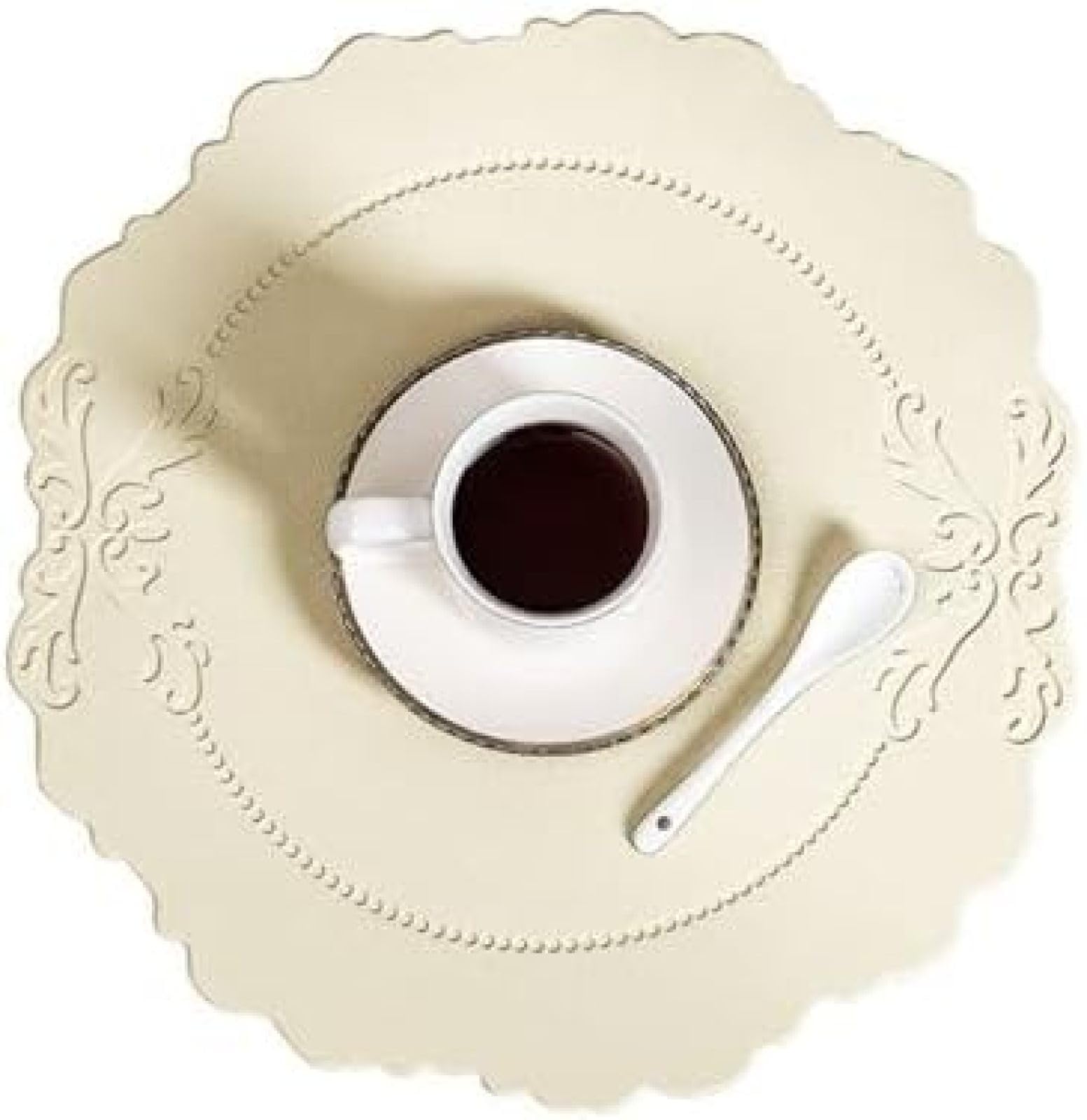 Set de table en cuir PVC ovale au design fleur minimaliste lot de 4