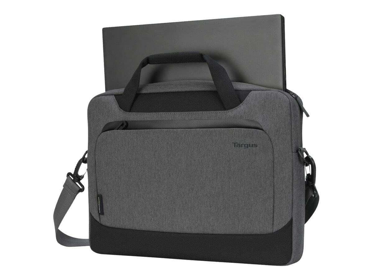 Targus TBS92602GL Funda Delgada de 14" Cypress con Ecosmart, Funda con Correa de Hombro y Asas, Funda para Ordenador Hecha con Botellas de plástico Reciclado – Gris