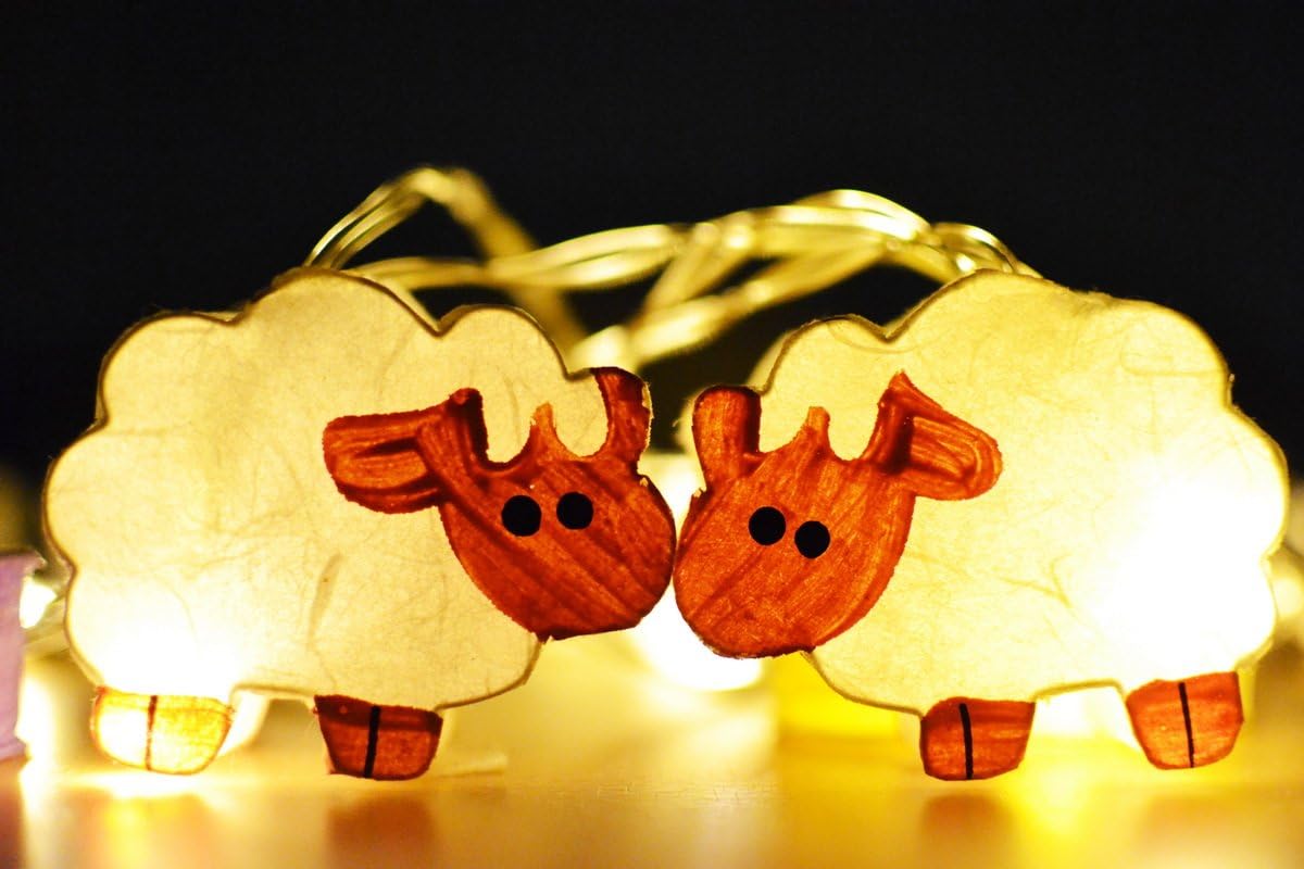 String Lights AC Paper Craft 20 LED Battery Operated Indoor for Party and Room Decoration (Sheep)