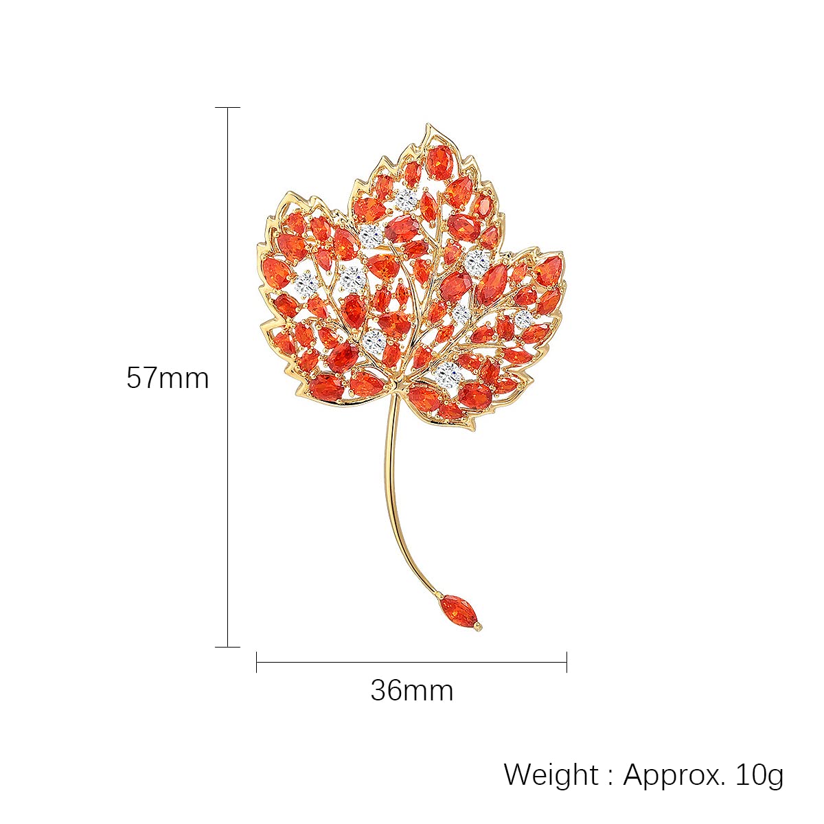 Broche con Forma de Hoja de Arce para Mujer, joyería de Moda otoñal, circonita Naranja y roja Hueca.
