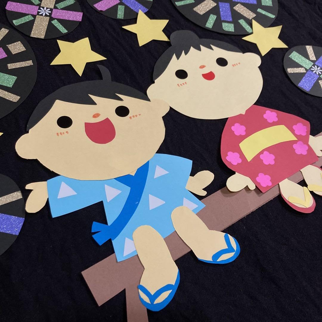 (クラフト206) カード 手紙 アルバム 祭り 縁日 男の子 女の子 夏 壁面 クラフト206) カード 手紙 アルバム 祭り 縁日 男の子 女の子 夏