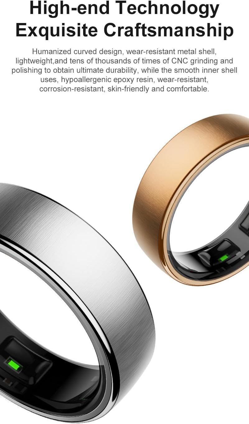 Gen Pro 2 Smart Ring for Men & Women's, Qring with No APP Subscription with Heart Rate, Wireless Chargeing, Sleep Monitoring & Remote Camera Control, Waterproof Ring (Black, 10)