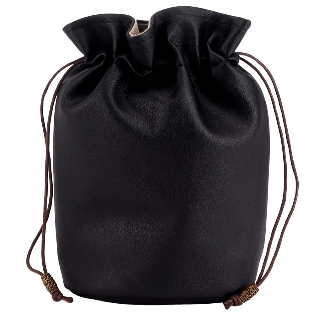 Beebeecraft PU Leather Coin Pouch Medieval Drawstring Bag Purse Vintage Middle Ages Portable Renaissance Dice Bag for Cosplay Reenactment Change