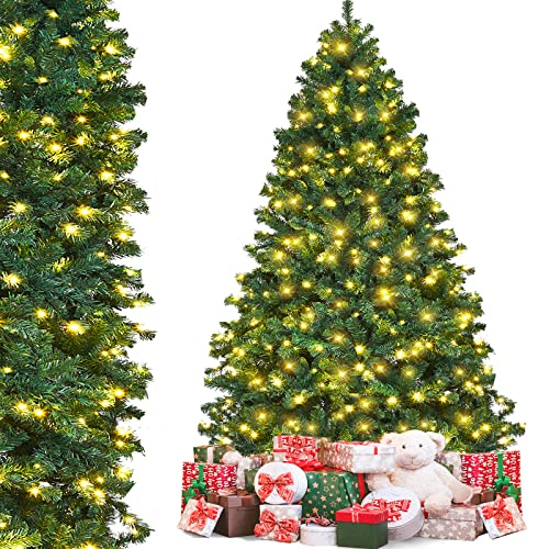 7FT Pre-Lit Artificial Christmas Tree with Lights & Foldable Metal Stand,...