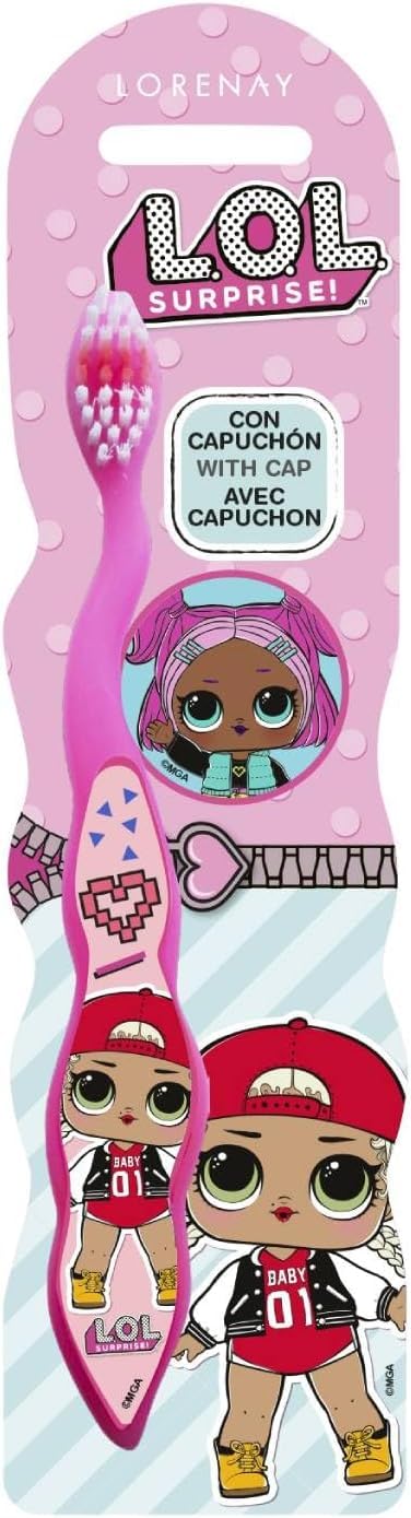 LOL Surprise Dolls Little Teeth Toothbrush for Kids with Soft Rounded Bristles, Comfortable Handle Grip and Protection Cap for Children Ages 3+