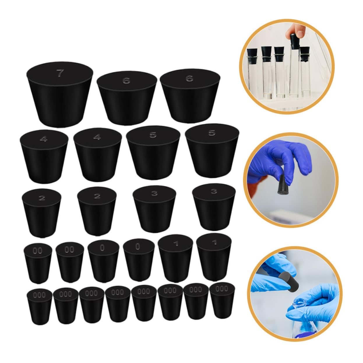 ULTECHNOVO 75pièces Bouchons Caoutchouc Solides Pour Bouteilles Lot De Étanchéité Fiable Pour Équipements De Laboratoire Et Récipients De Cuisine