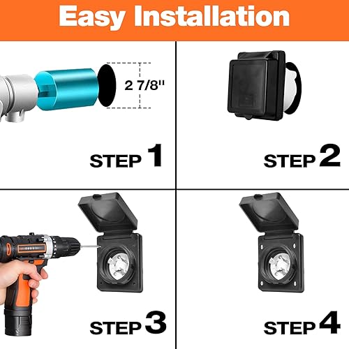 Miniatura 7 de Enchufe de alimentación Twist Lock para RV de 30 AMP, entrada de energía de 125V120V, entrada de energía para RV con 3 pines de acero inoxidable y