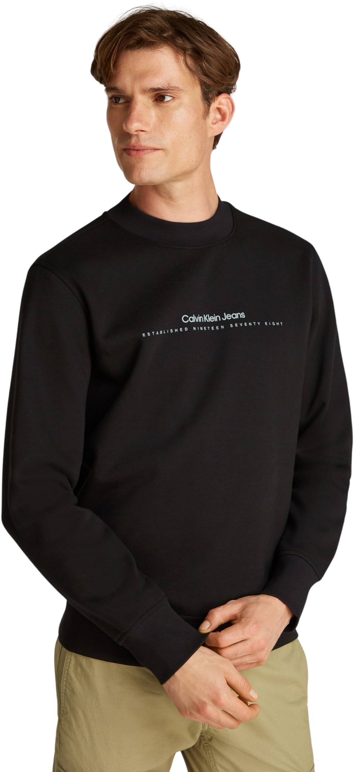 Calvin Klein men’s Minimal Logo Round Neck Sweatshirt