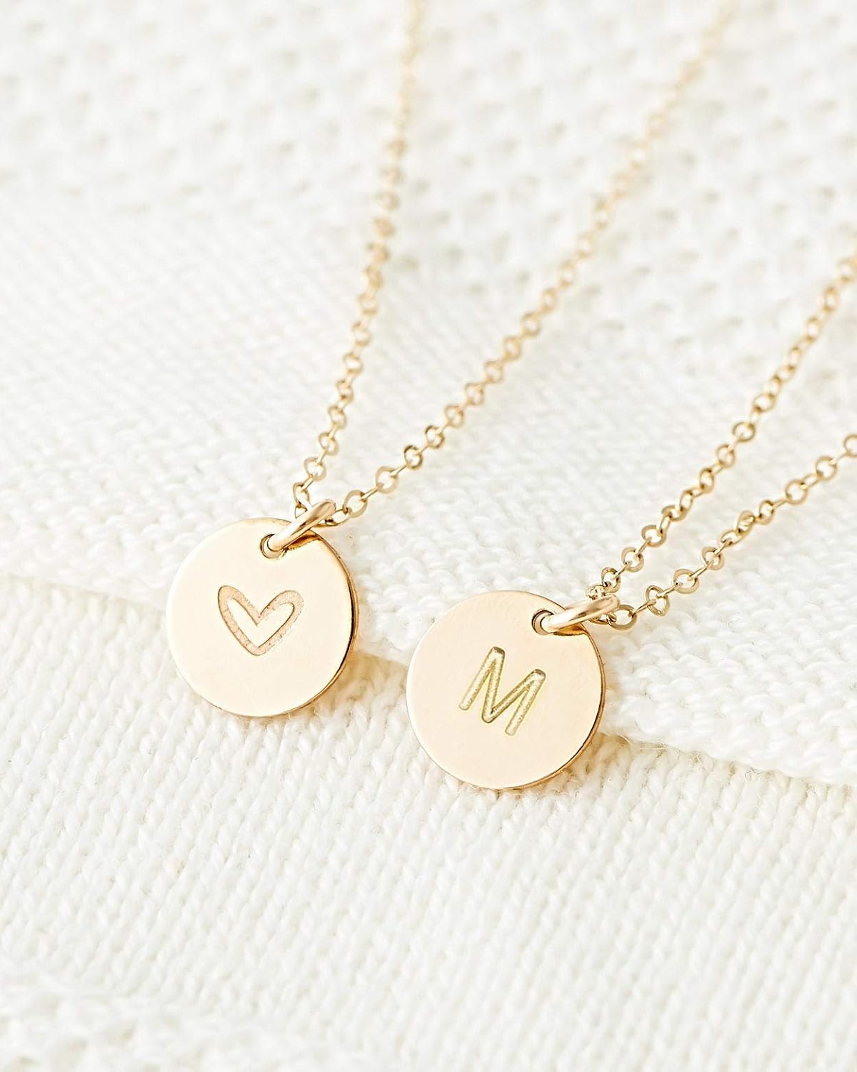 MOMOL Gold Initial Necklace 18K Gold Plated Stainless Steel Coin Engraved Heart Letter Necklace Name Necklace for Women - Image 6