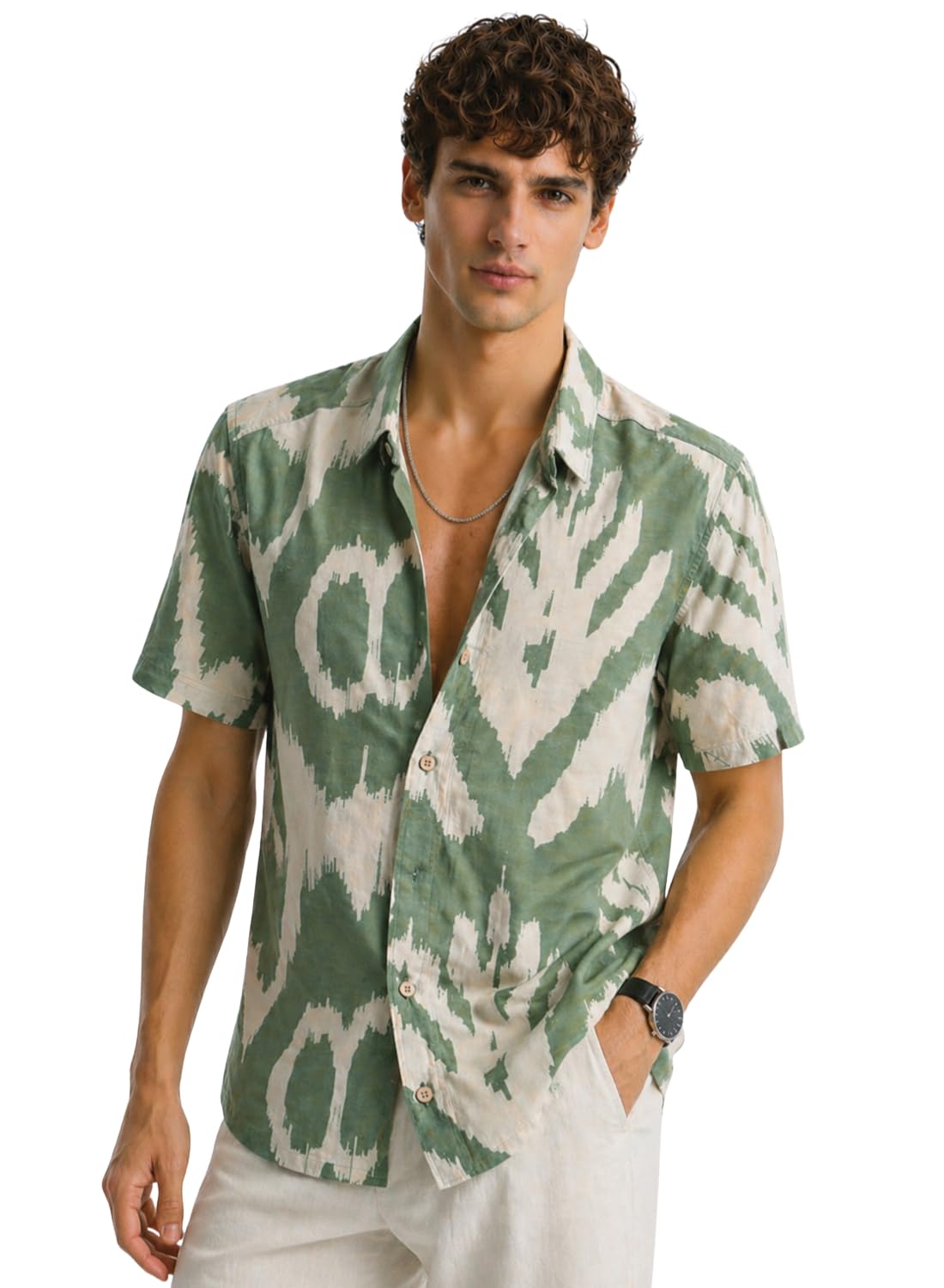 Global Desi Abstract Printed Shirts for Men | Breathable Cotton Rayon Fabric | Relaxed Fit Summer Shirts | Casual Party Shirt for Men in multi