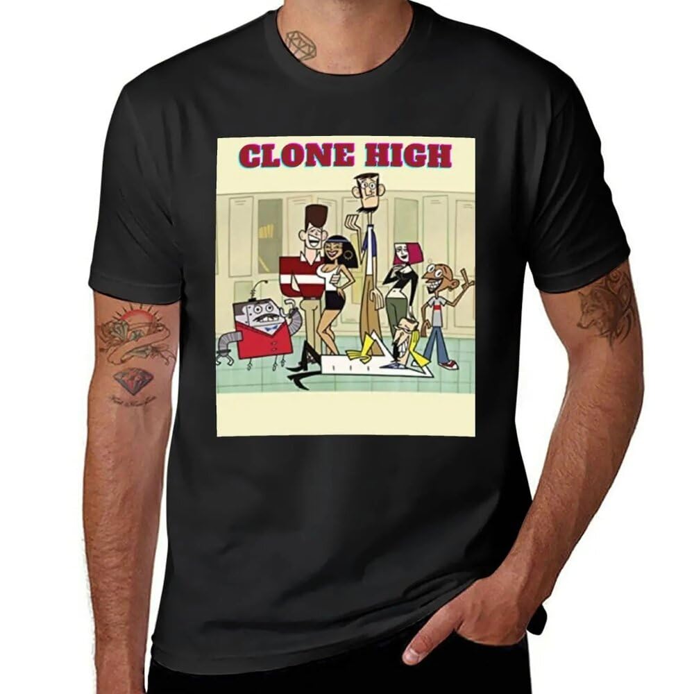 AMdeTUNS Clone High All Members Poster T-Shirt Blank t Shirts t Shirt Men Workout Shirt Black L