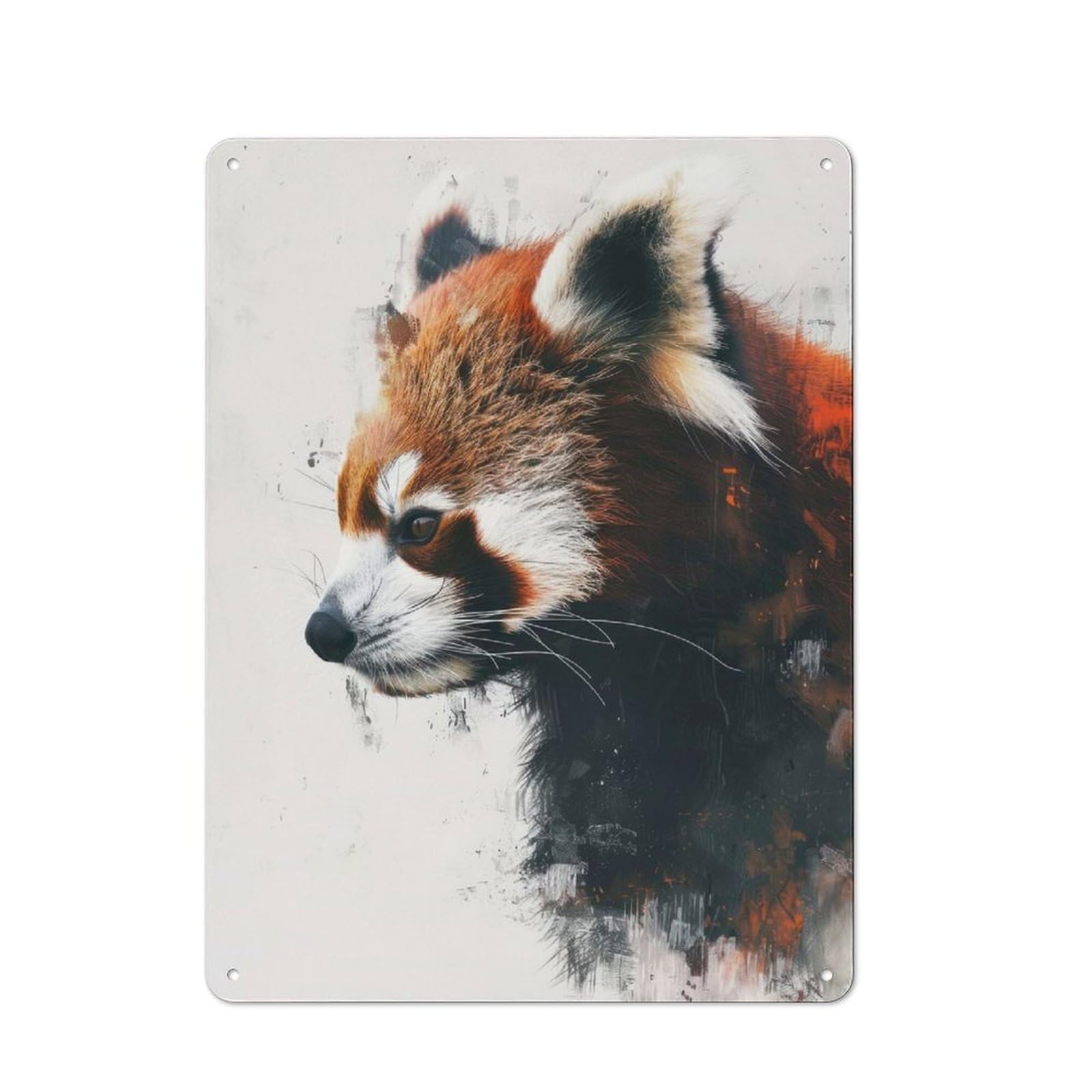 Junmoney Red Panda Profile Art Retro Metal Plaque 40X30cm For Living Room Or Hallway, For An Autumn Wall Display In Living Room And Hallway