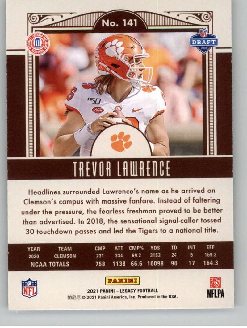 2021 Panini Legacy #141 Trevor Lawrence Clemson Tigers Rookie Football Card