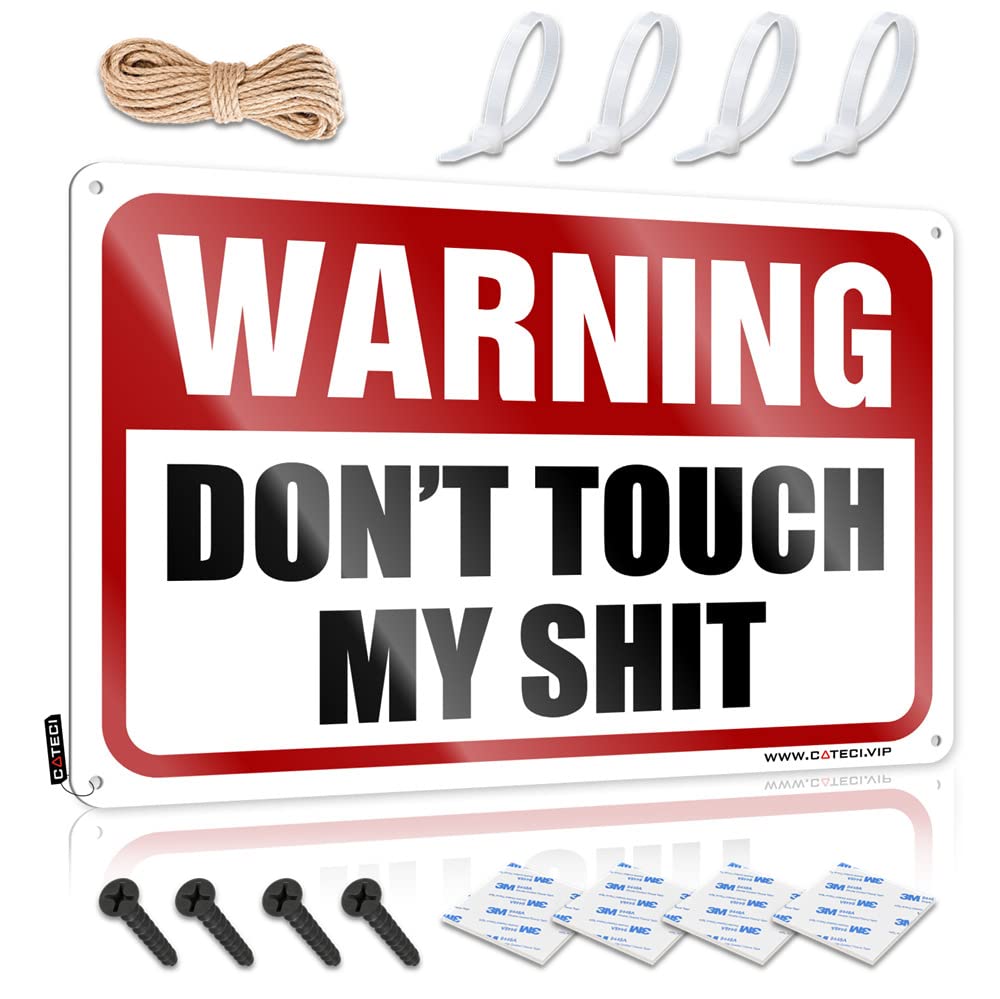 HELIOFORGE Garage Signs For Men Vintage Warning Don'T Touch My Shit Sign Man Cave Funny Signs Personalized Man Cave Sign(30X40CM)