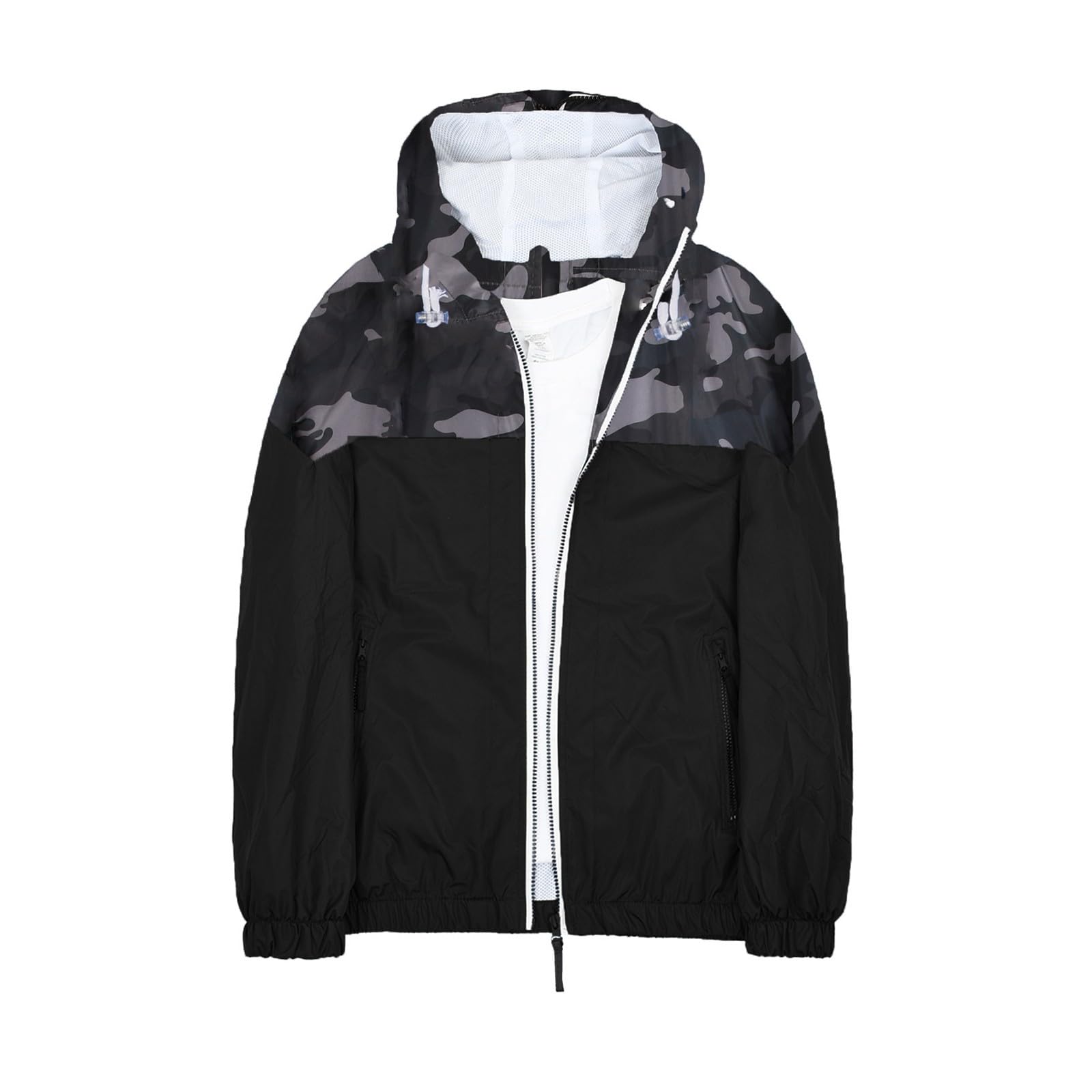 Antivento Uomo Poncho Gilet con Cappuccio Regolabile Top con Cordoncino Traspirante Cappotto Antipioggia Giacca Leggera Asciugatura Rapida per Corsa Ufficio