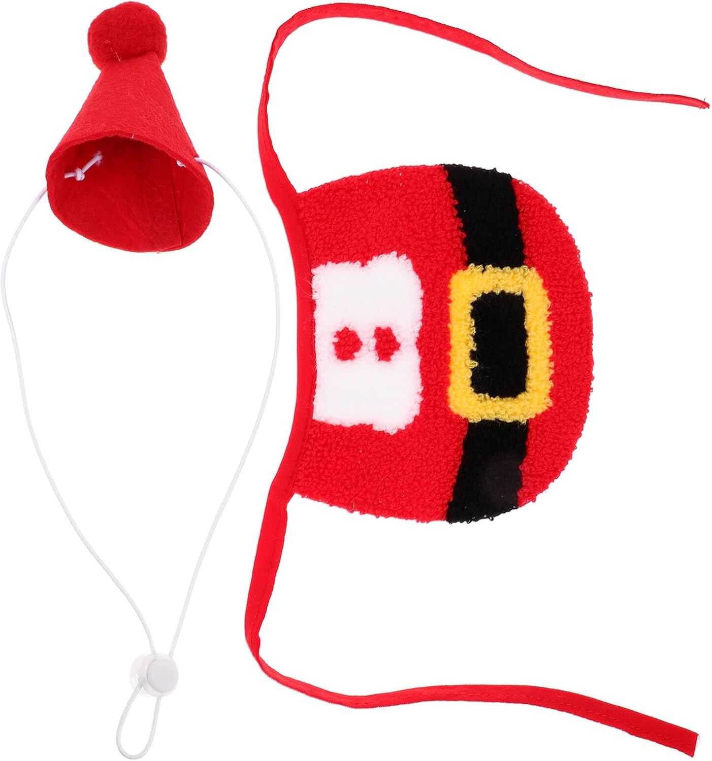 HEMOTON Christmas Pet Hat and Bib Set Festive Dog Costume Small Dog Santa Hat with Bib for Holiday Party Supplies