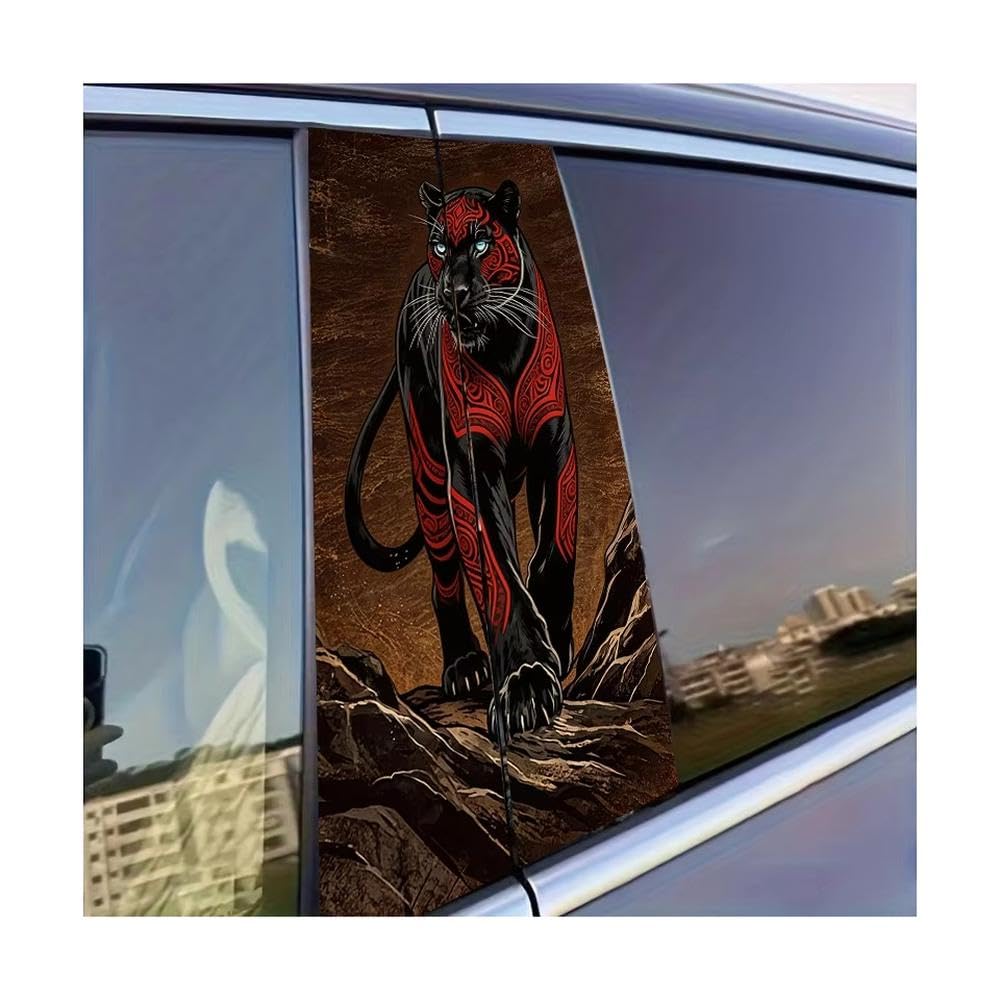 Dabhuoc One Color Car Parts 2Pcs Car B-Pillar Sticker Tattooed Black Panther Glossy Protective Polyethylene Film