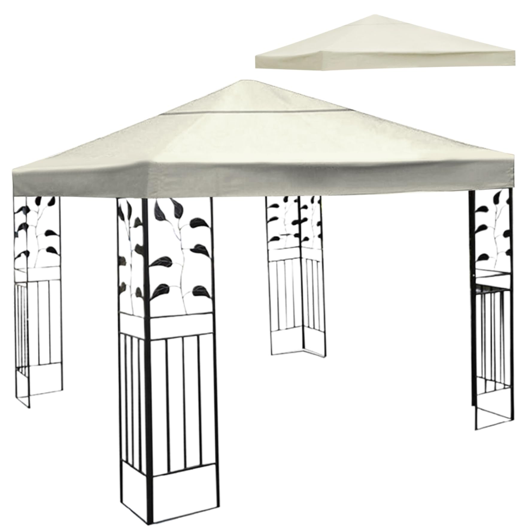 Wodoodporny pokrowiec na pawilon 3 x 3, ochrona przed promieniowaniem UV, minimalistyczny design, na imprezę w ogrodzie, grill, tylko osłona baldachimu w kolorze khaki