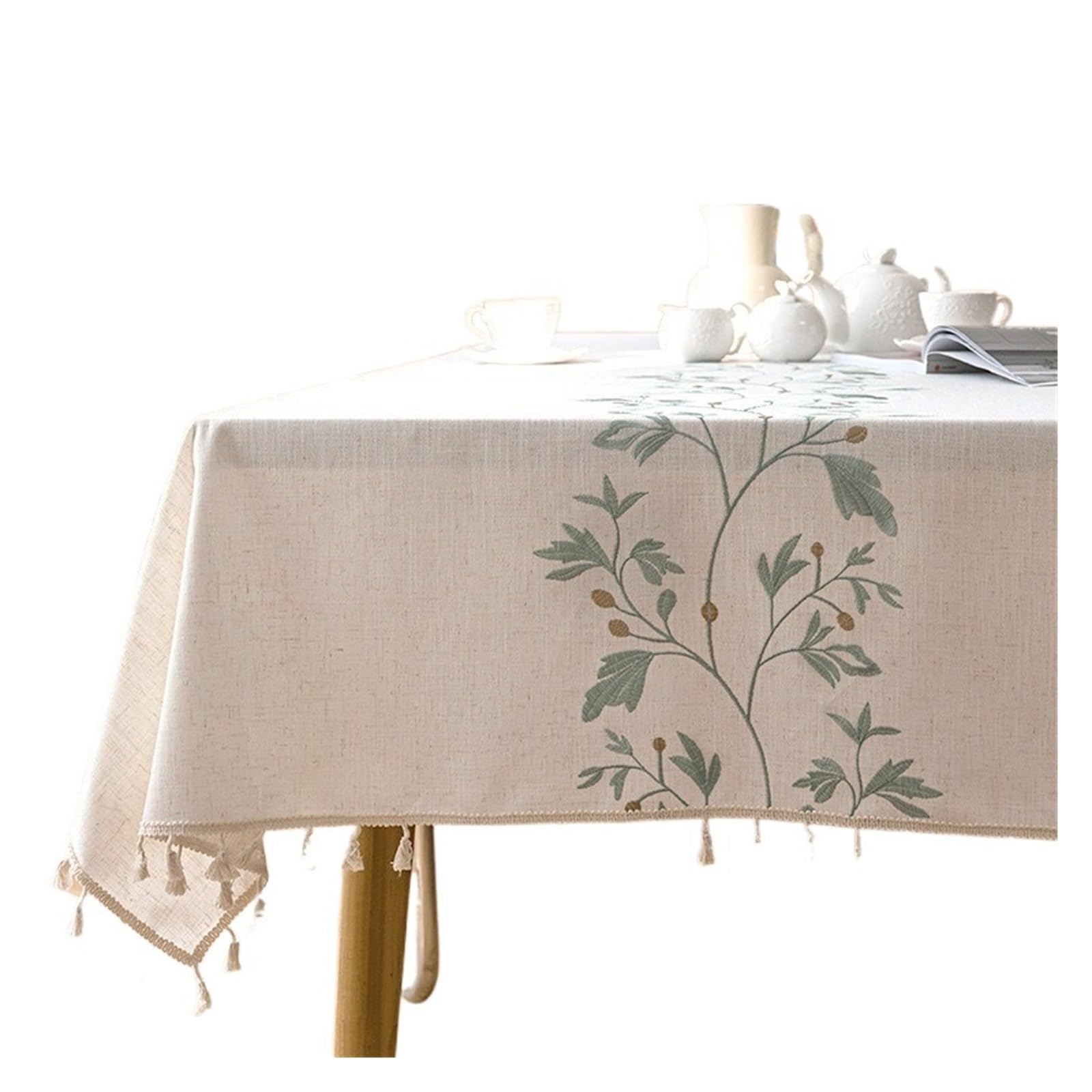 LUYSGBXR Waterproof Tablecloth Dustproof Tablecloth Waterproof And Oil-proof Dining Table Embroidery Rectangle(COLOR02,140x260cm 1pcs)