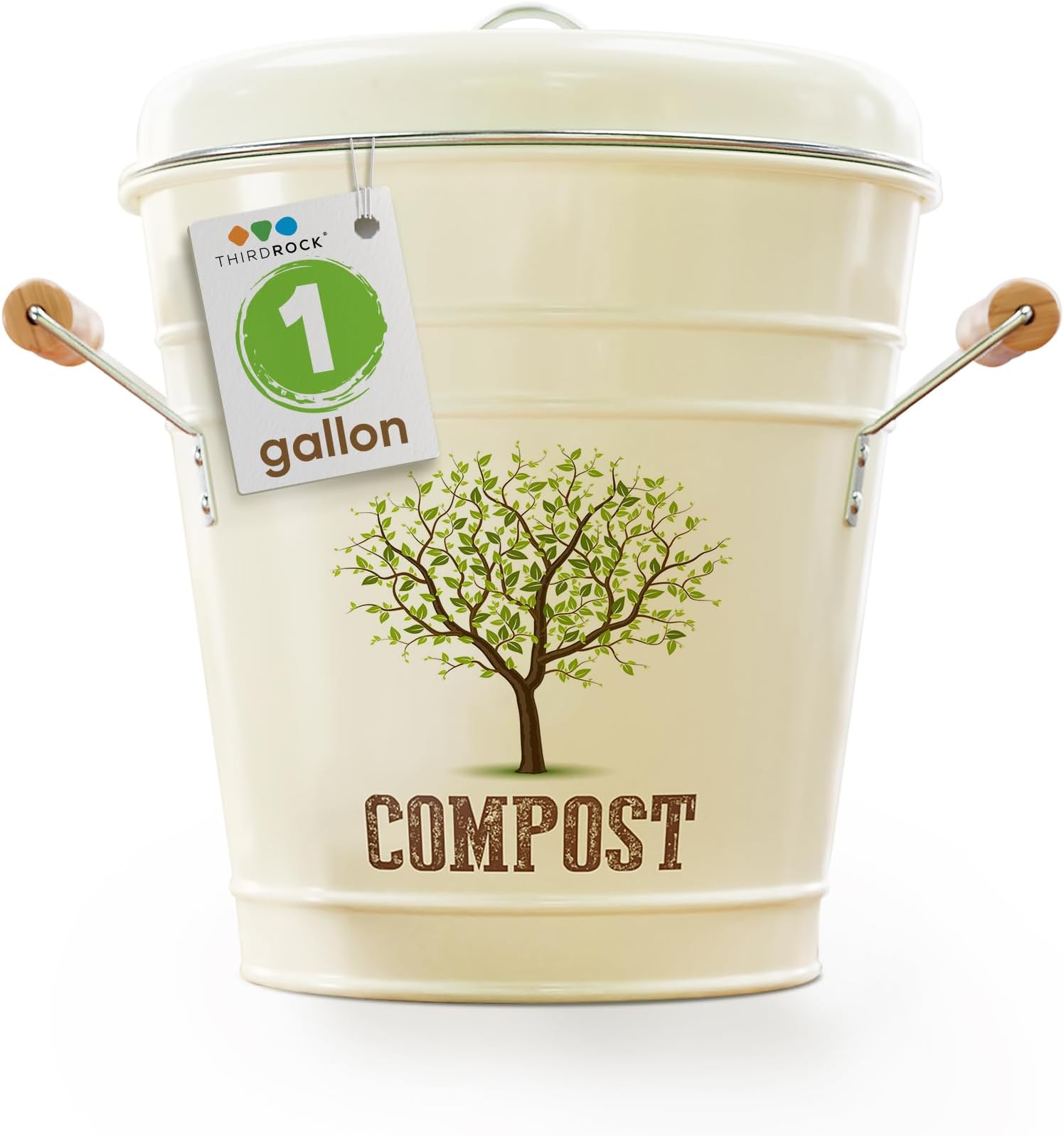 Third Rock Compost Bin Kitchen – 1.0 Gallon Countertop Compost Bin with Lid – Kitchen Compost Bin Countertop – Indoor Compost Bin Kitchen Counter Includes Inner Compost Bucket Liner - Indoor Composter