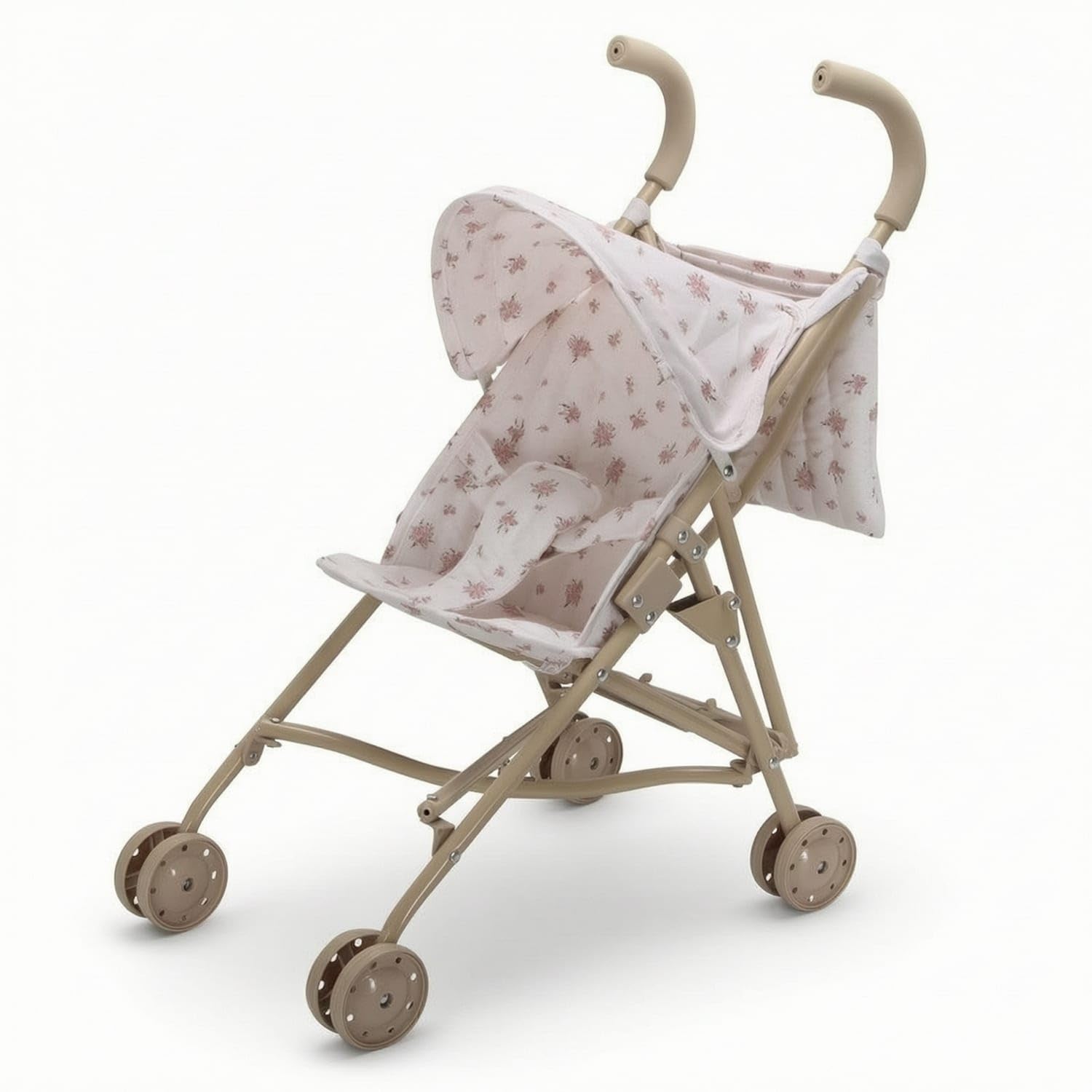 Compact Stroller with Canopy Lightweight Doll Stroller with Canopy Floral Toy Portable for Children, Toddlers, Pretend Play, Nursery, Pink Floral|Strollers|Dolls & Bears-image-7