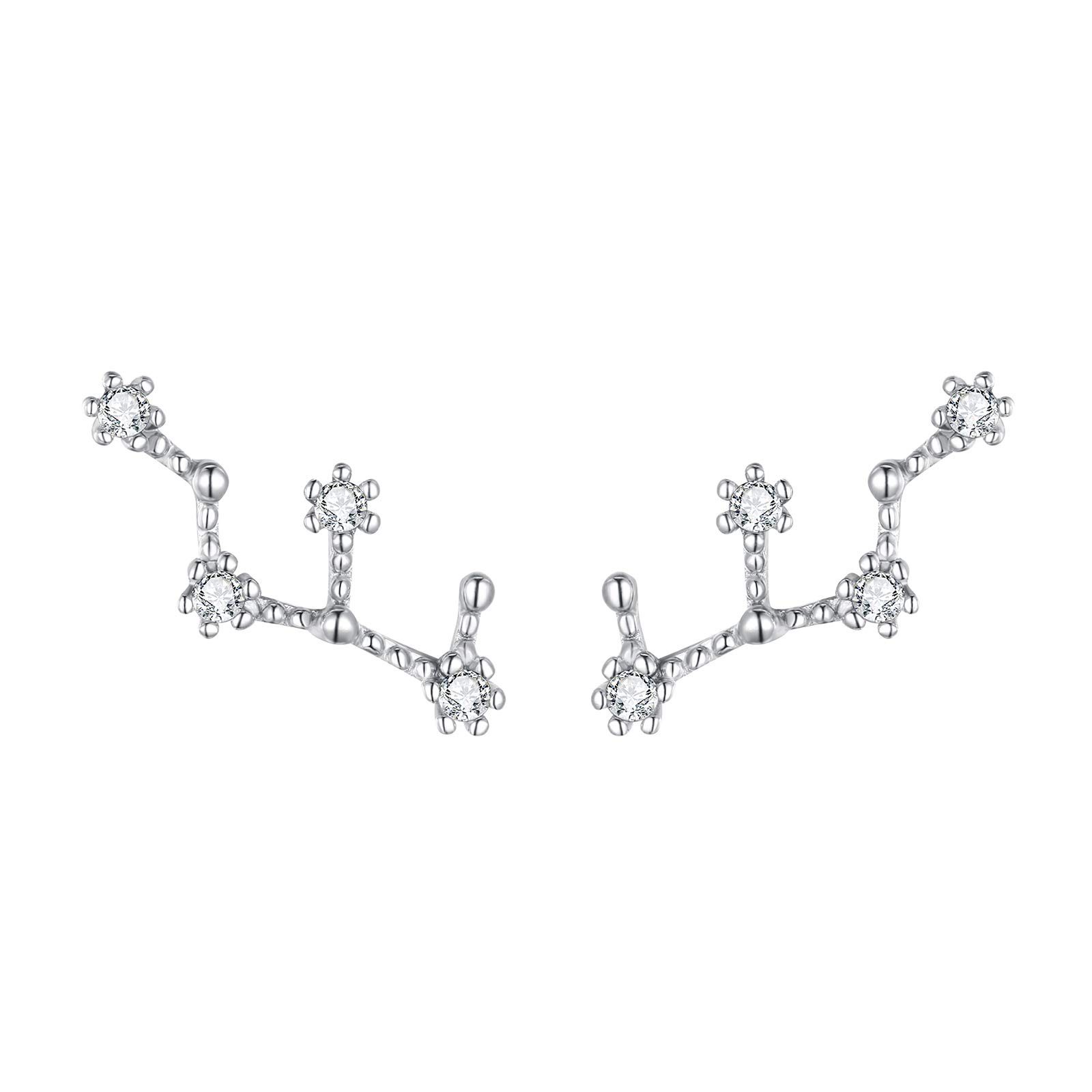 BriLove925 Sterling Silver CZ Horoscope Zodiac 12 Constellation Astrology Ear Crawler Post Earrings Gift for Mom Women Mothers Day/Valentines Day/Birthday/Christmas/Anniversary