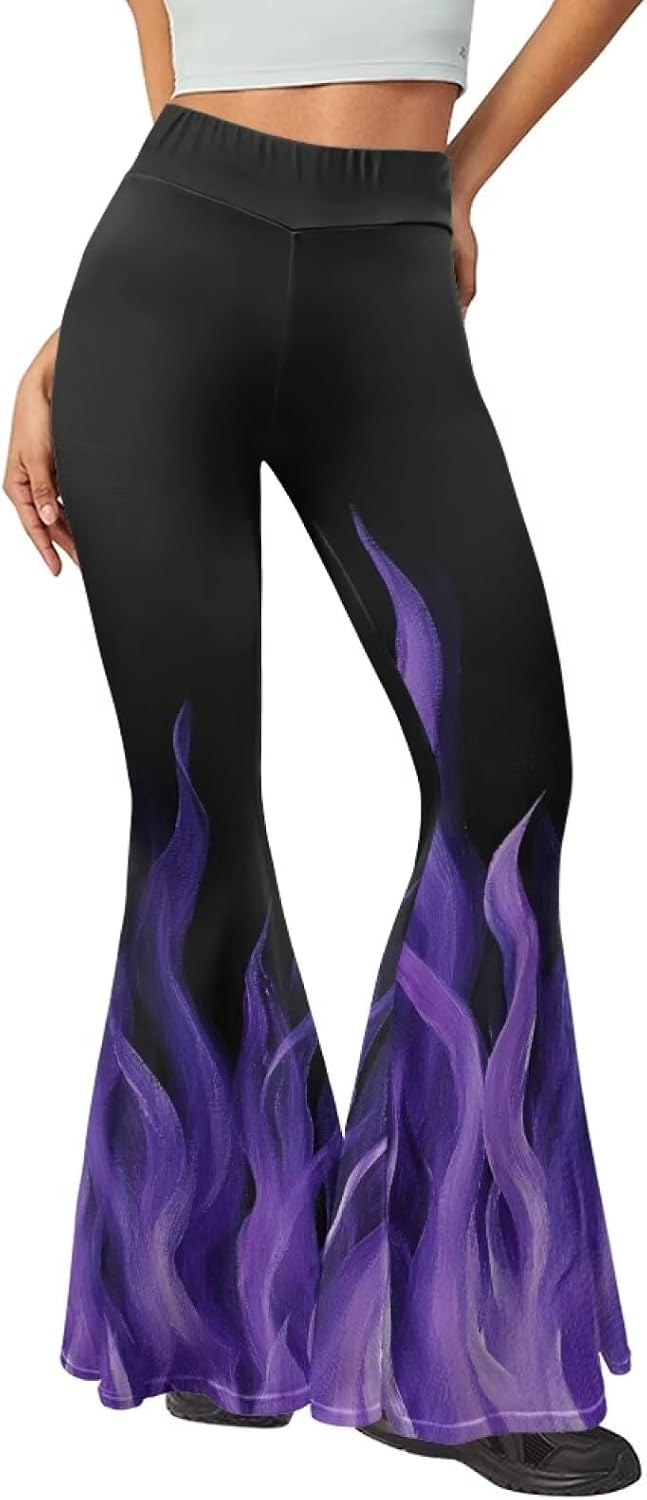 Forchrinse Music Piano Flared Pants for Women Wide Leg Pants Stretchy Yoga Leggings Bootcut Causal Pazallo Pants,XS-2XL