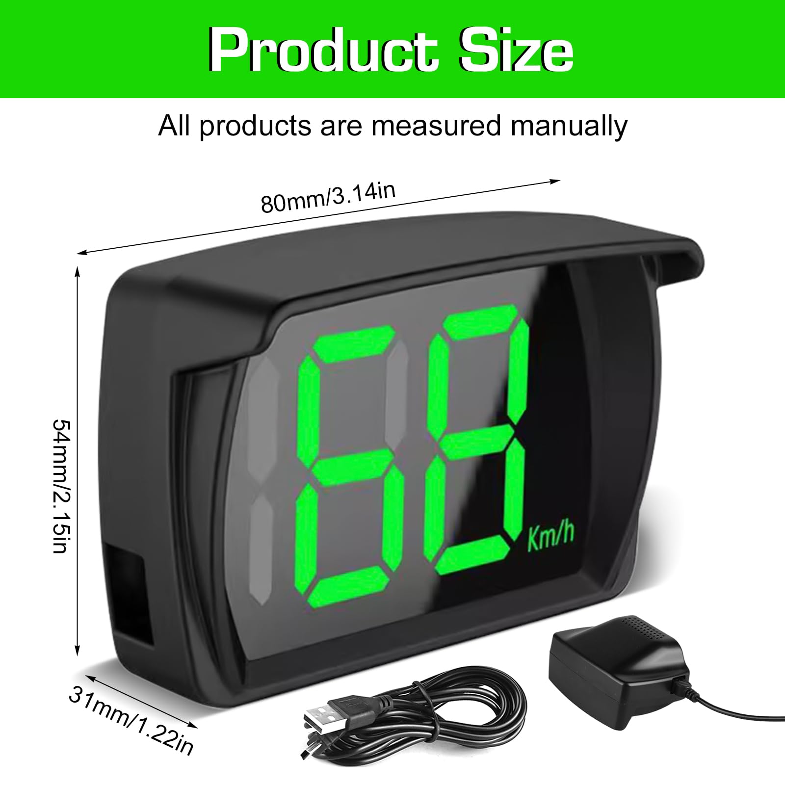 Tachimetro Digitale GPS Per Auto - Display Head Up, Allarme Velocità, Bussola, 7 Colori LED - Foto 4