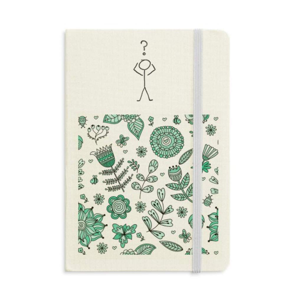 Carnet de questions A5 avec feuilles de dessin motif fleurs vertes pour note - 5