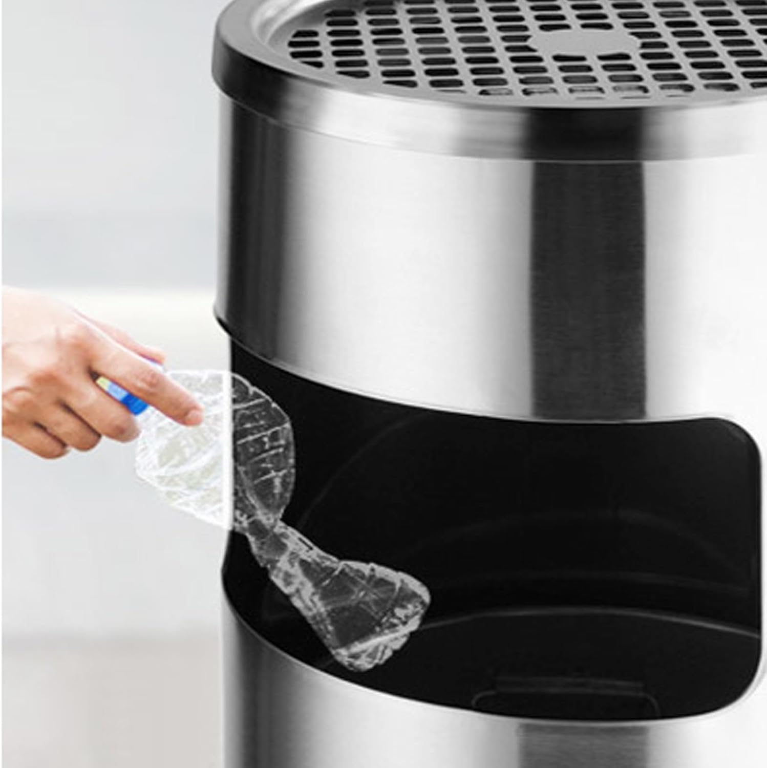 Standing Ashtray, Stainless Steel Vertical Ashtray, with Inner Bucket, Cigarette Disposal Outdoor, Commercial Garbage Can for Outside Patio Garage(Black,25cm/7.8in)