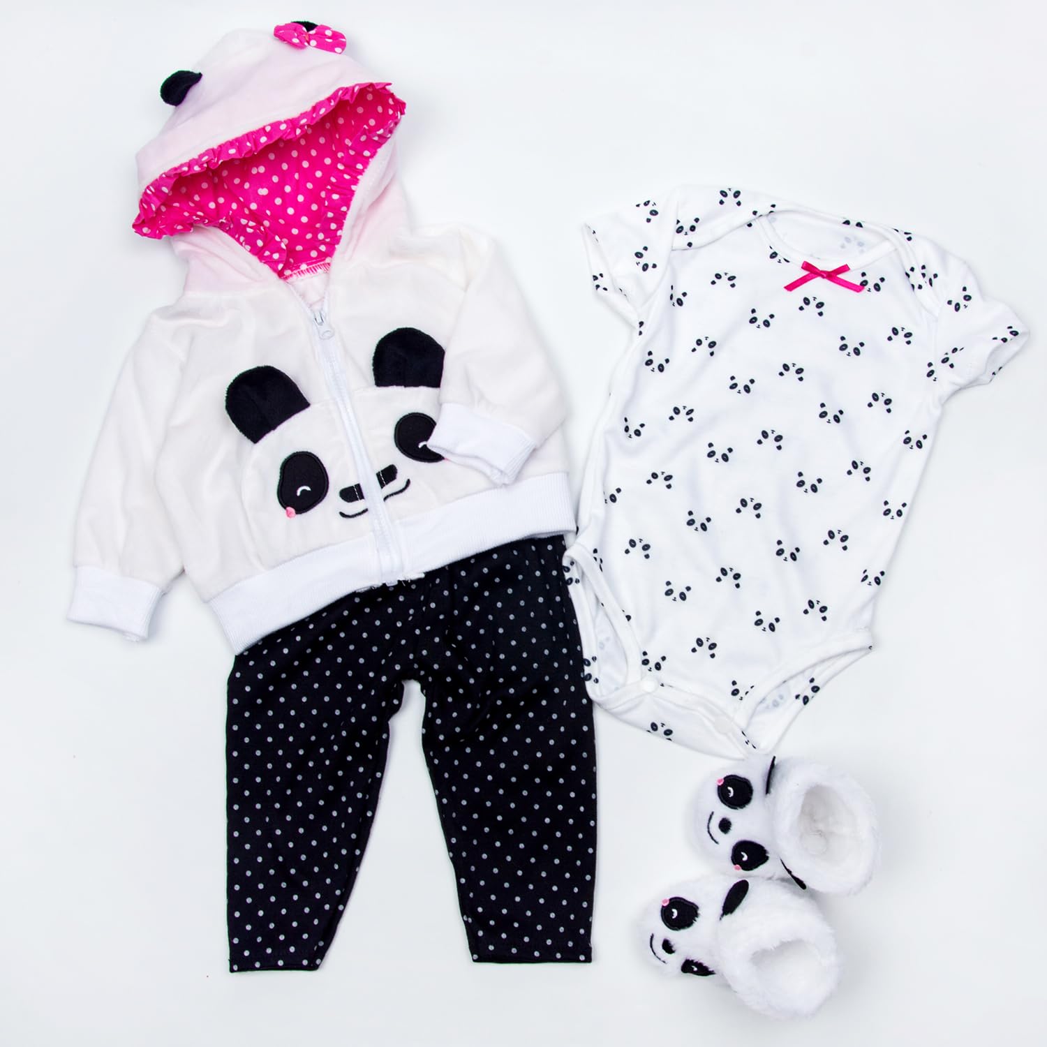 Ropa de muñeca Reborn de 22 pulgadas para muñeca Reborn de 20-23 pulgadas, accesorios de atuendo de panda, 4 piezas, ropa a juego de bebé Reborn 2