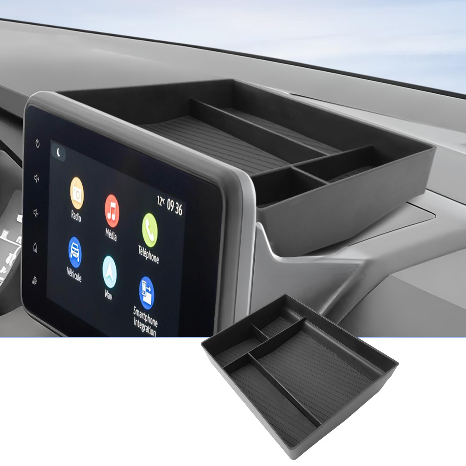BIXUAN Compatible avec Dacia Sandero III Stepway III Jogger Console centrale Boîte de rangement pour boîte de rangement Accessoires Accoudoir Organisateur Accoudoir Plateau Accoudoir central Boîte à