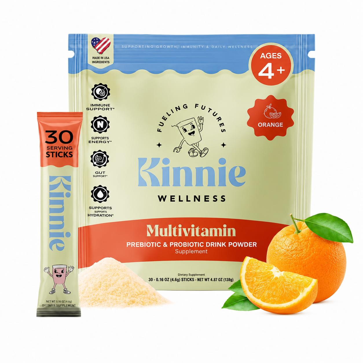 Kinnie Kids Electrolyte Powder Ages 4+ Mixed Berry Vitamins C & D 30 Sticks — Amazon image 9