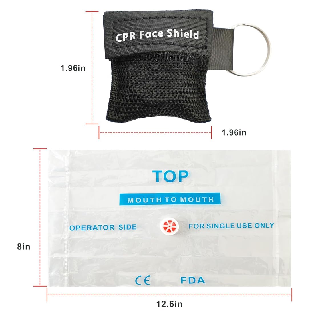4 Pezzi CPR Maschera Portachiavi Anello Set da CPR Mask Kit Face Shield Maschere Respiratore per il primo soccorso o la formazione AED