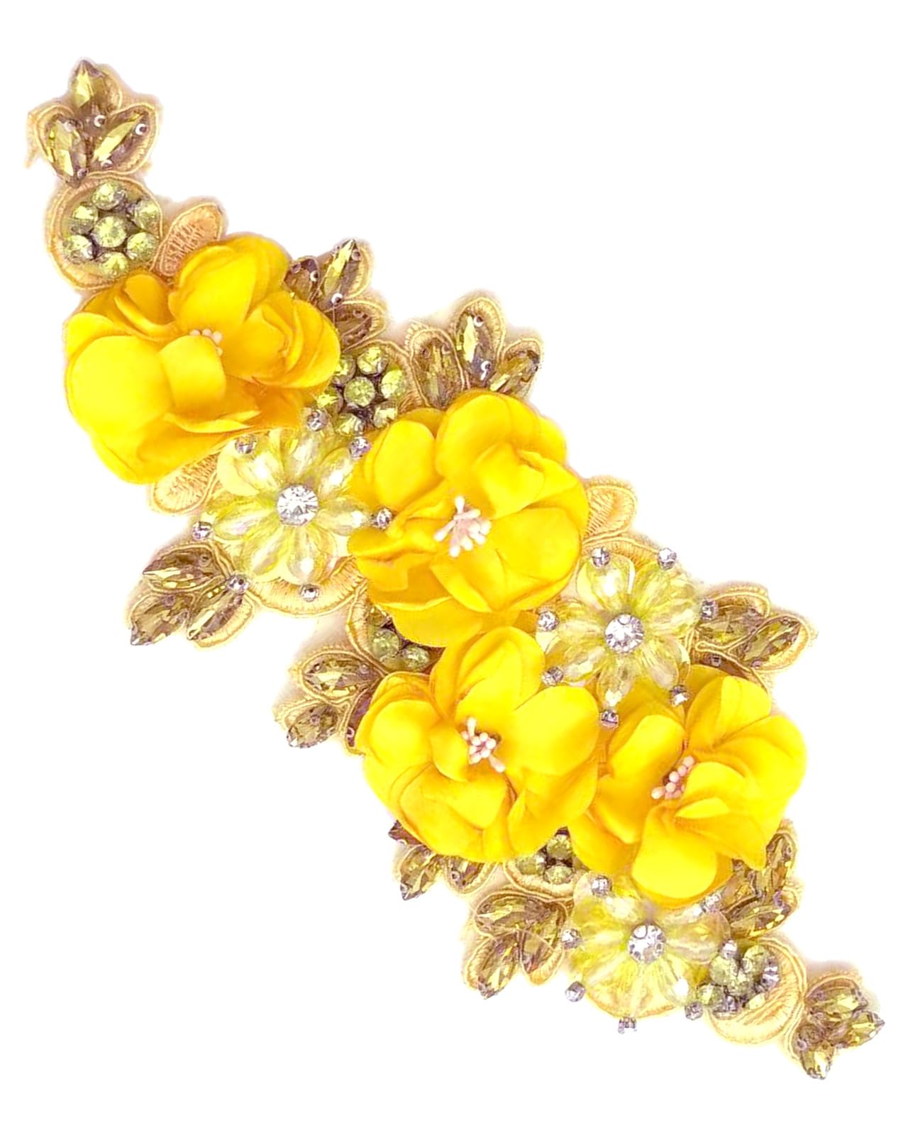 1 aplique de diamantes de imitación hecho a mano para ropa, parches de tela de flores 3D para vestido de novia, apliques de encaje bordado con cuentas brillantes para sombrero, diadema para el pelo