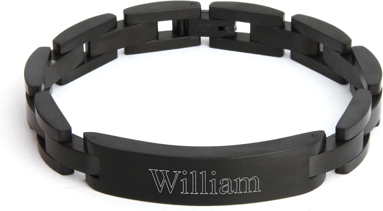 EVE'S ADDICTION Custom Stainless Steel Black Plated Men's ID Bracelet, 8.5 inches - Men's Personalized Name Bracelet - Custom Jewelry for Men - Gift for Dad - Gifts for Dad