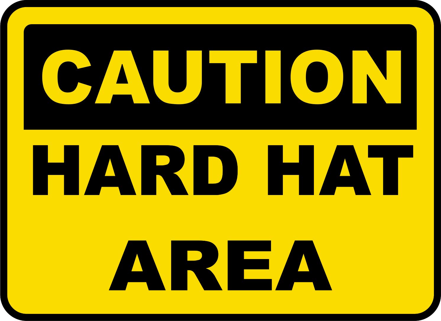 INDIGOS UG - Pegatinas - Seguridad - Advertencia - Caution Hard Hat Area Sign 254mmx177mm - Decal for Office - Oficina - Empresa - Escuela