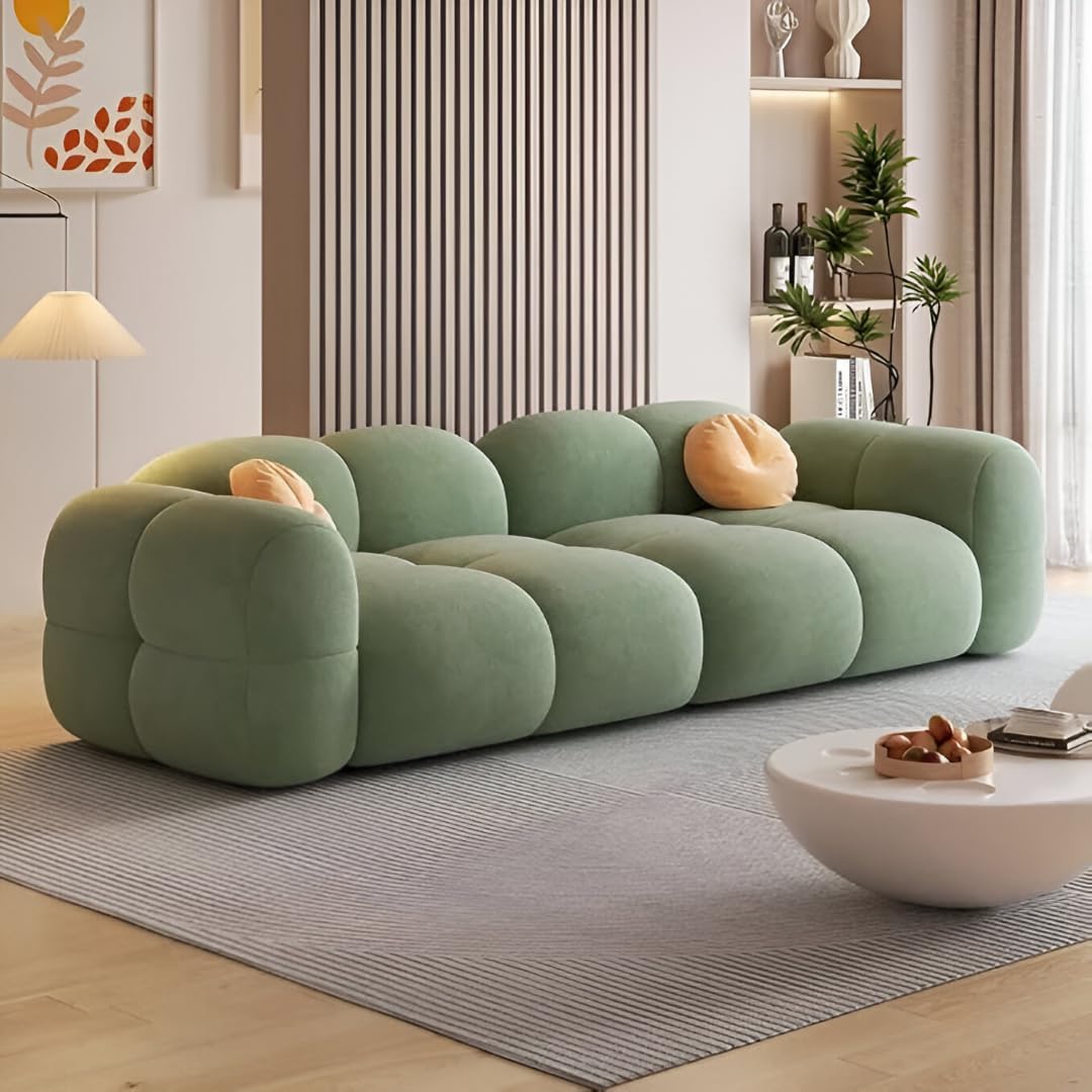 Prith Velvet Modern Cloud Sofa Upholstered 3 Seater Sofa Three Seater Sofa for Living Room Hotels & Offices (Green)-image-15