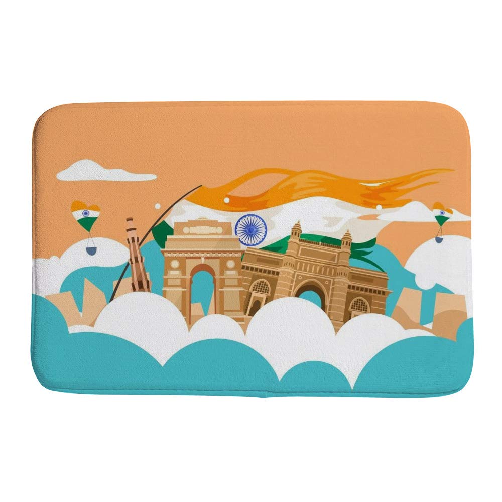Tapis de bain velours corail antidérapant 60x90 Happy Independence Day